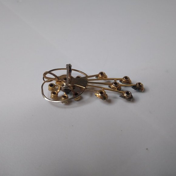 Vintage Blue And Gold Decorative Brooch Pin - Picture 8 of 13